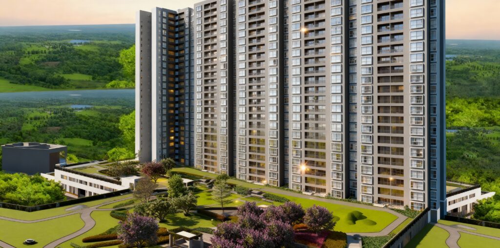 modern residential towers landscape 8k