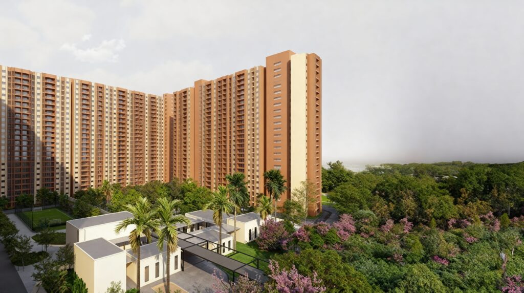 residential complex with forest 8k